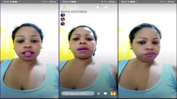 Mulher atraente assistindo homem se satisfazer na transmissão ao vivo