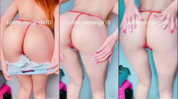 Lollita Morango dando tapas no bundão delicioso de calcinha vermelha, deixando a imaginação fluir