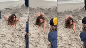 Anitta toda destampada, rebolando na praia durante uma sessão de fotos pra lá de provocante!