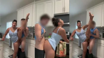 Altheaj69, a deusa do pornô, dá uma show de chupada e fode de pé na cozinha
