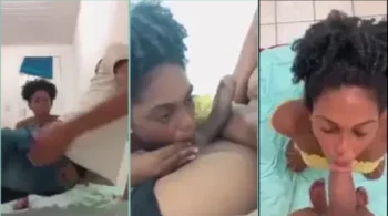 Baiana ousada fazendo um bela chupada no moreno na sala
