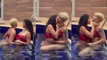 Melissa Montagnole em um vídeo quente, se envolvendo com a influencer Torinha na piscina