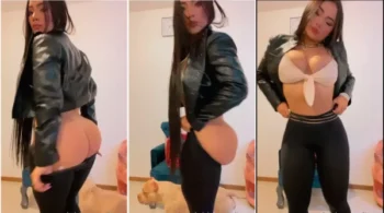 A Ashley Carolina despichou a calça e, com as duas mãos, deu uma abertura generosa na bunda e no bumbum