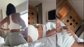 Daniela Antury, linda e irresistível, se acariciando na cama