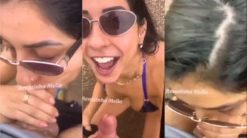 Renatinha Mello deu uns beijos em um conhecido no meio da rua