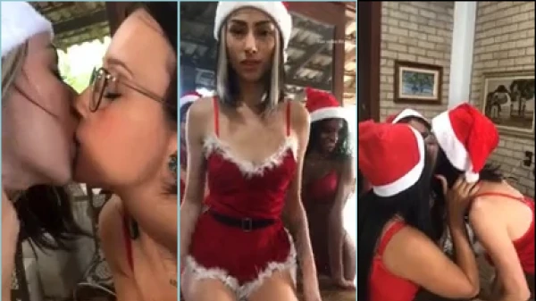 Tainá Vargas trocando uns beijos com as amigas no Natal