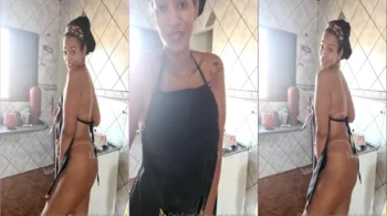 Vídeo ousado da Queen Bon Vivantt se mostrando de forma sexy com um avental de cozinheira