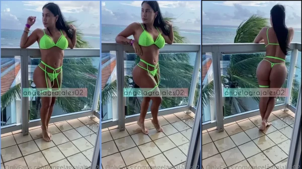 Angela Grajales soltou um vídeo safado na varanda do hotel, se exibindo toda