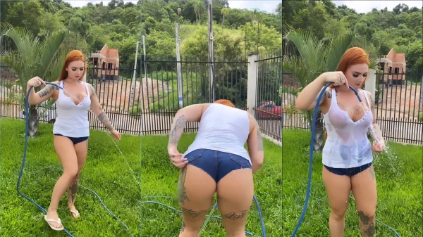 Neste vídeo, a Dj Ludi se refresca com um banho de mangueira super divertido