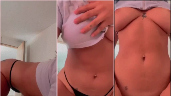 Samy Ramirez, a gata do OnlyFans, tá arrasando de calcinha preta e uma blusa branca que deixa tudo no capricho